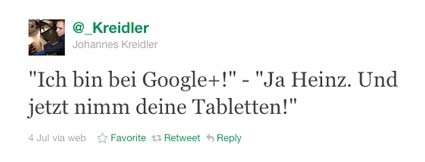 Google+-Tweet Johannes Kreidler